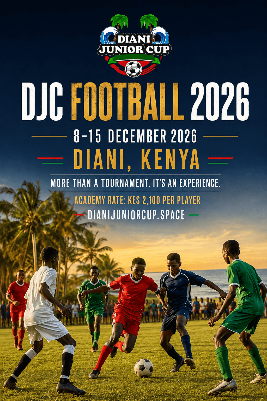 Official DJC Football 2026 tournament poster.